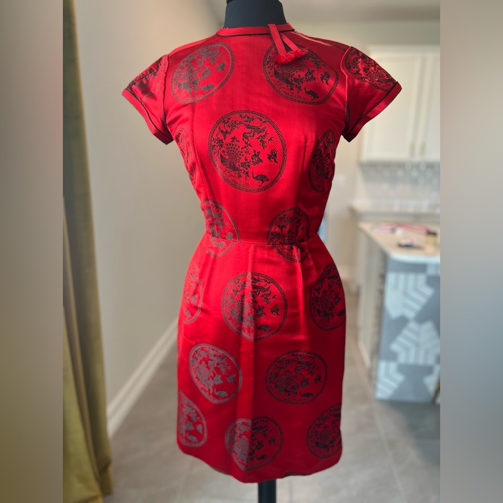 Vintage 1950s era Silk Chinese Wiggle Dress Sz 6-8